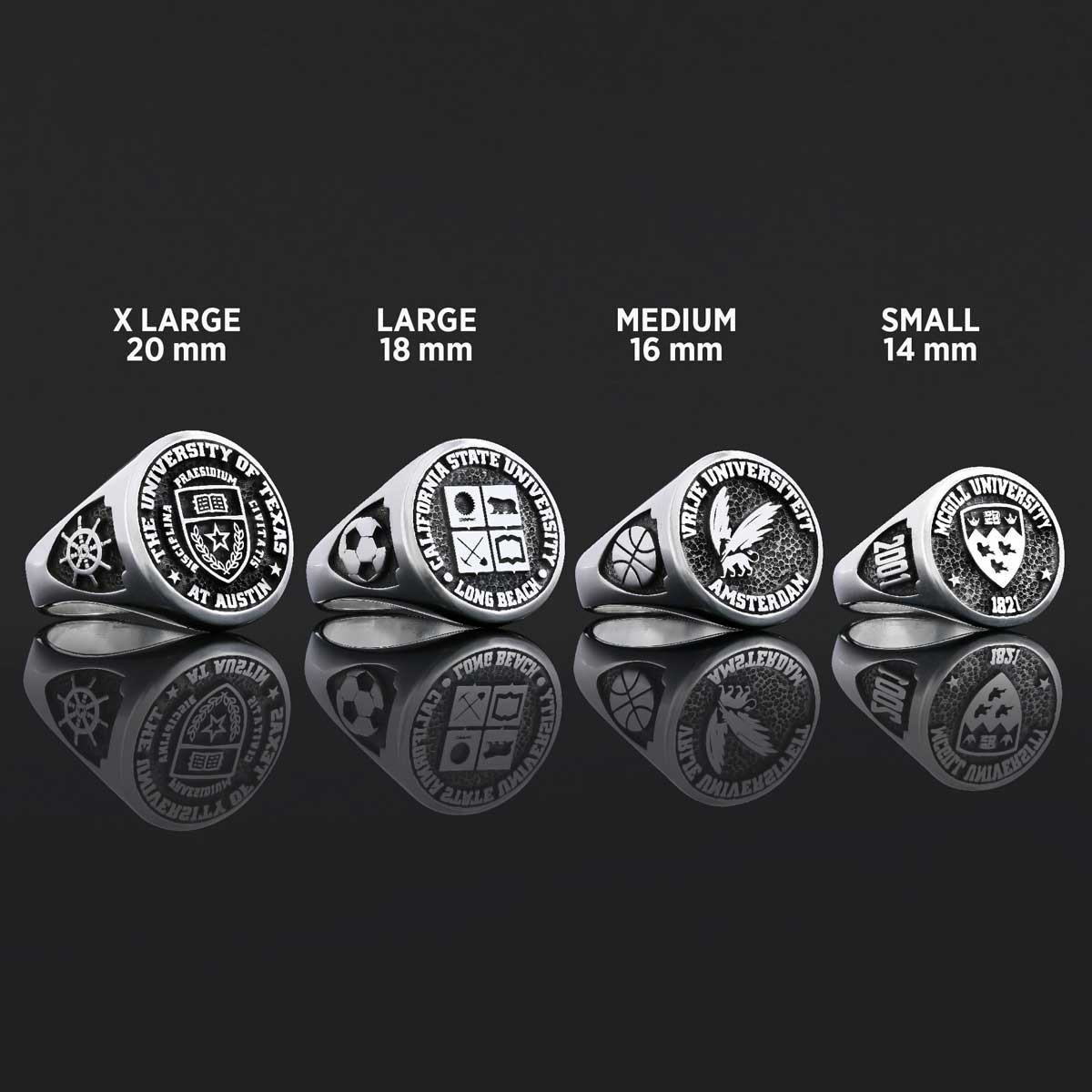 Texas University Ring, McGill University Ring, Class Ring, High School Ring, Graduation Ring