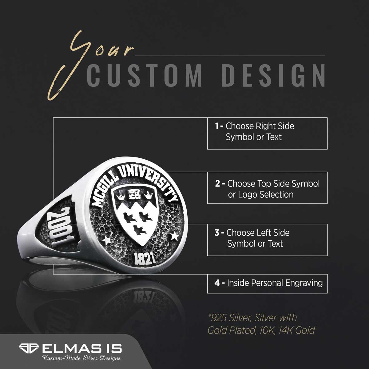 Texas University Ring, McGill University Ring, Class Ring, High School Ring, Graduation Ring Texas University Ring, McGill University Ring, Class Ring, High School Ring, Graduation Ring