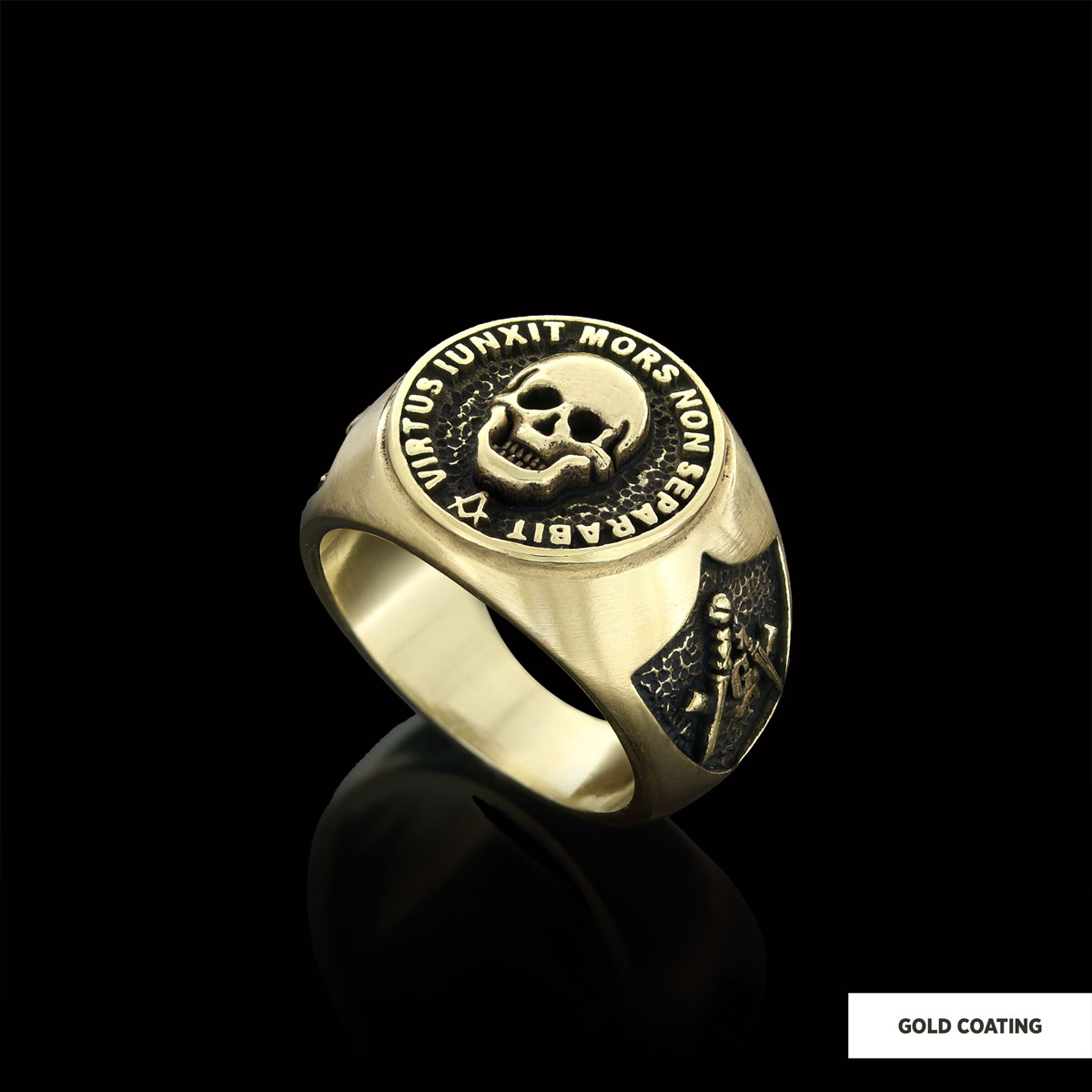 The Skull Masonic Ring, Handcrafted Sterling Silver Mason Ring, Elegant Masonic Ring The Skull Masonic Ring, Handcrafted Sterling Silver Mason Ring, Elegant Masonic Ring