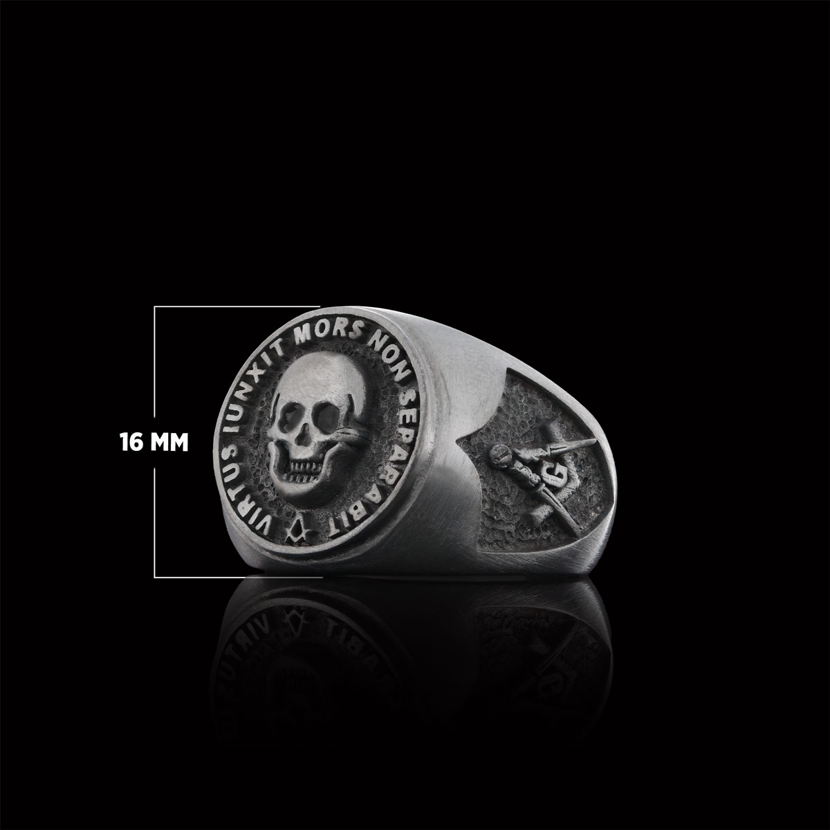 The Skull Masonic Ring, Handcrafted Sterling Silver Mason Ring, Elegant Masonic Ring The Skull Masonic Ring, Handcrafted Sterling Silver Mason Ring, Elegant Masonic Ring