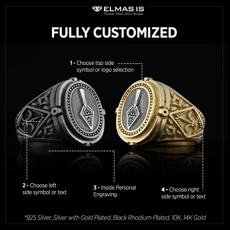 Trowel Custom Masonic Ring, Celtic Lodge Masonic Ring, Signet Mason Ring, Mason Jewelry