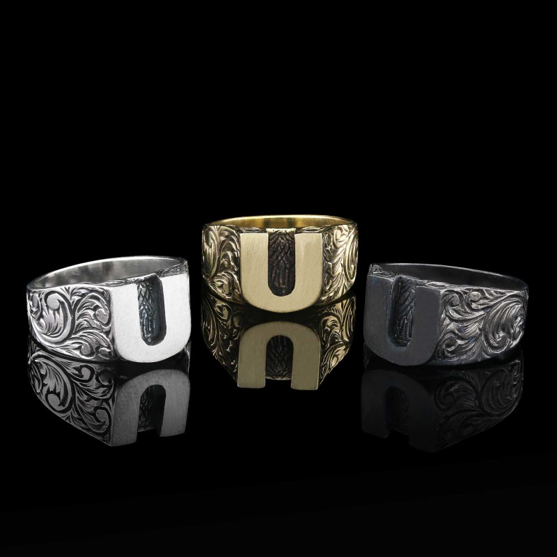 U Bold 925 Sterling Silver Monogram Women Ring