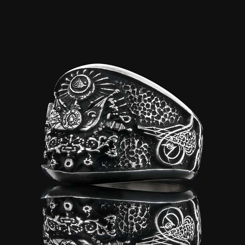 Unique Design Ottoman Style Coat of Arms Tughra Ring