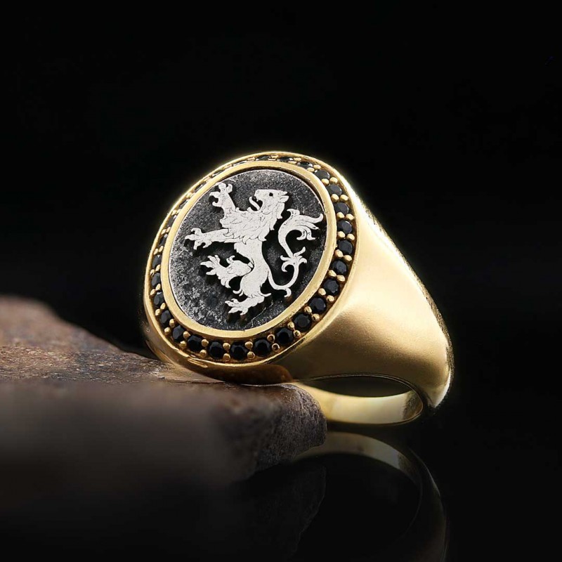 Unique Design Oval Sterling Silver Lion Women Ring