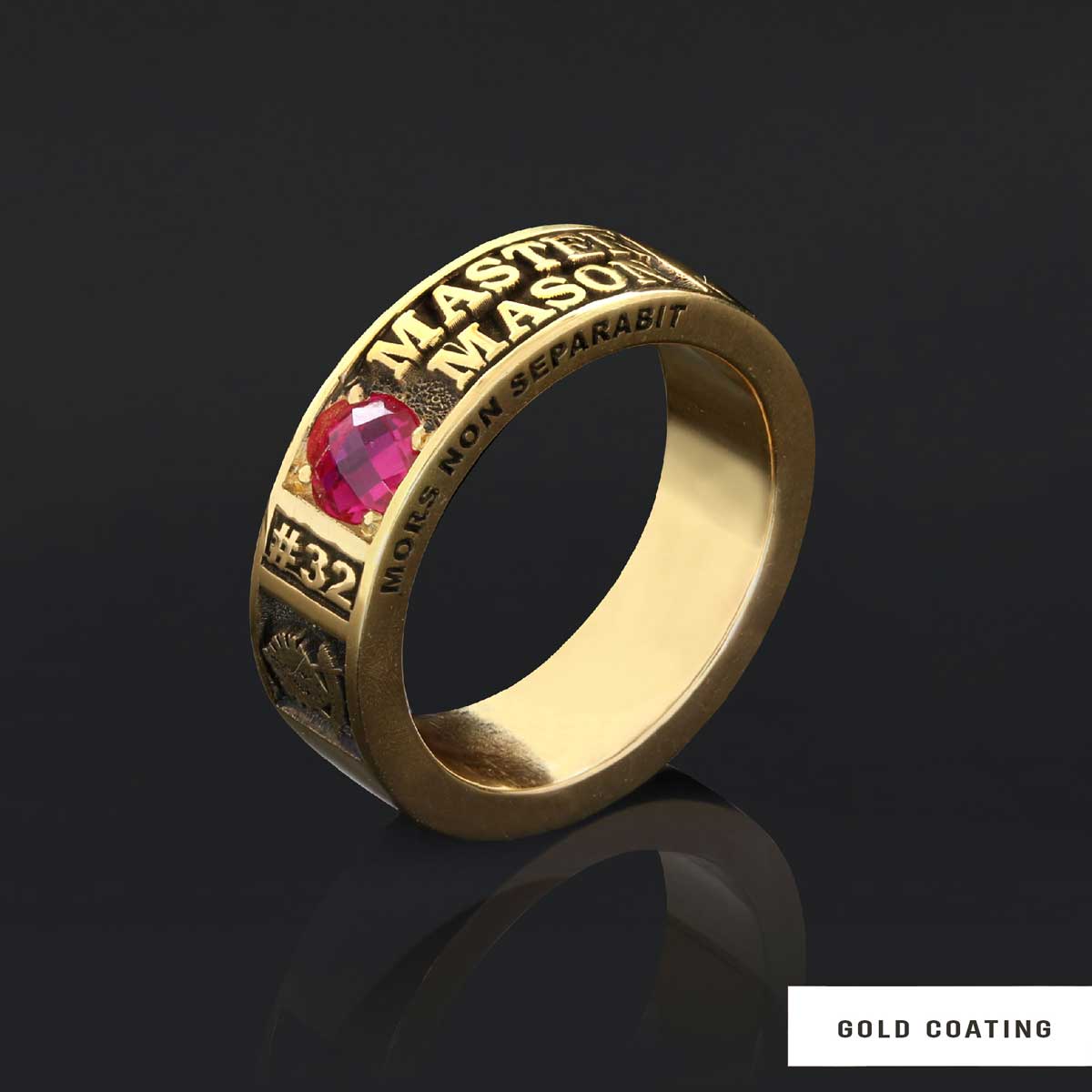 Unique Design Sterling Silver Master Mason Class Band Ring