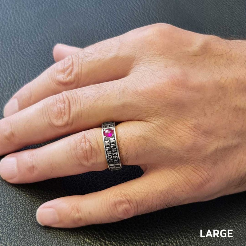 Unique Design Sterling Silver Master Mason Class Band Ring
