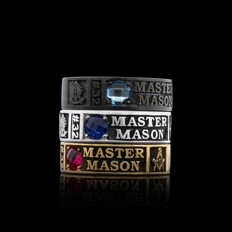 Unique Design Sterling Silver Master Mason Class Band Ring