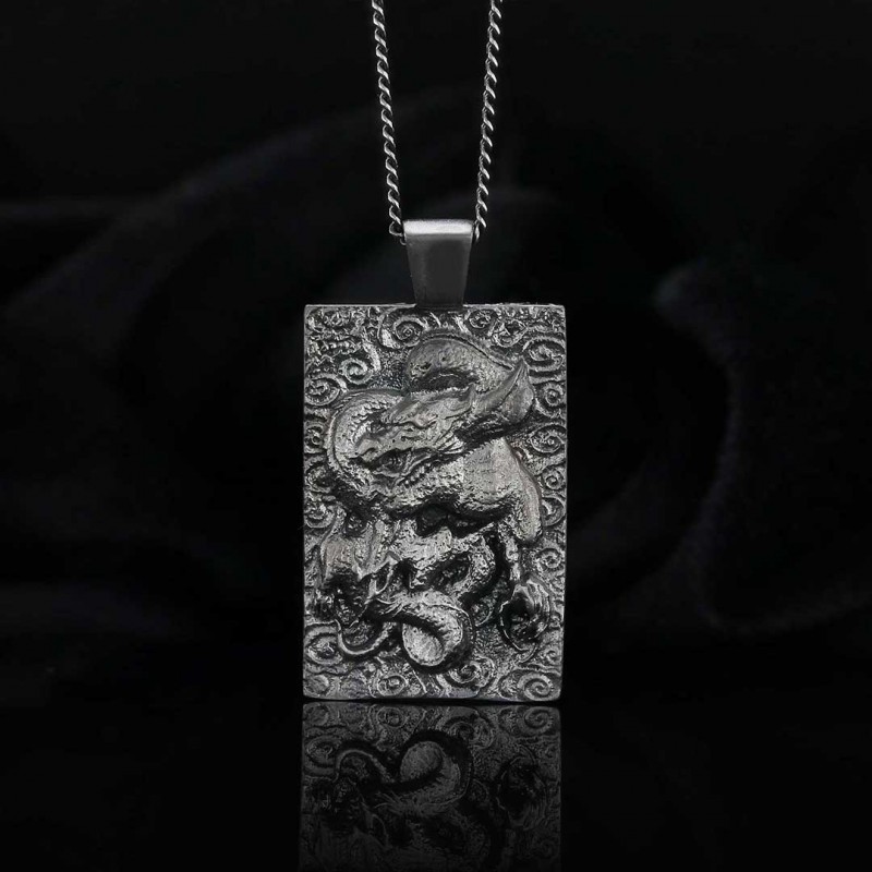 Unique Silver Dragon Necklace