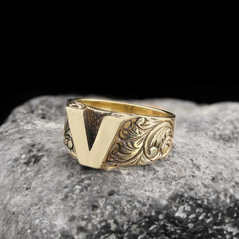 V Letter 925 Sterling Silver Women Ring