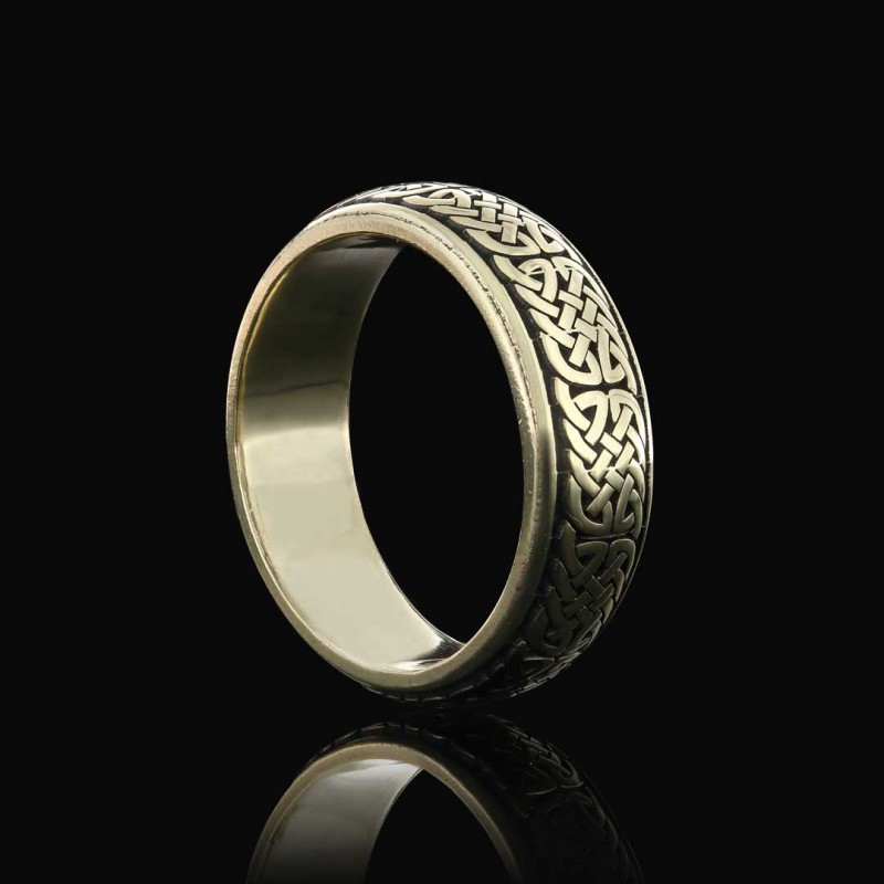 Handcrafted Wicker Pattern Silver Wedding Ring