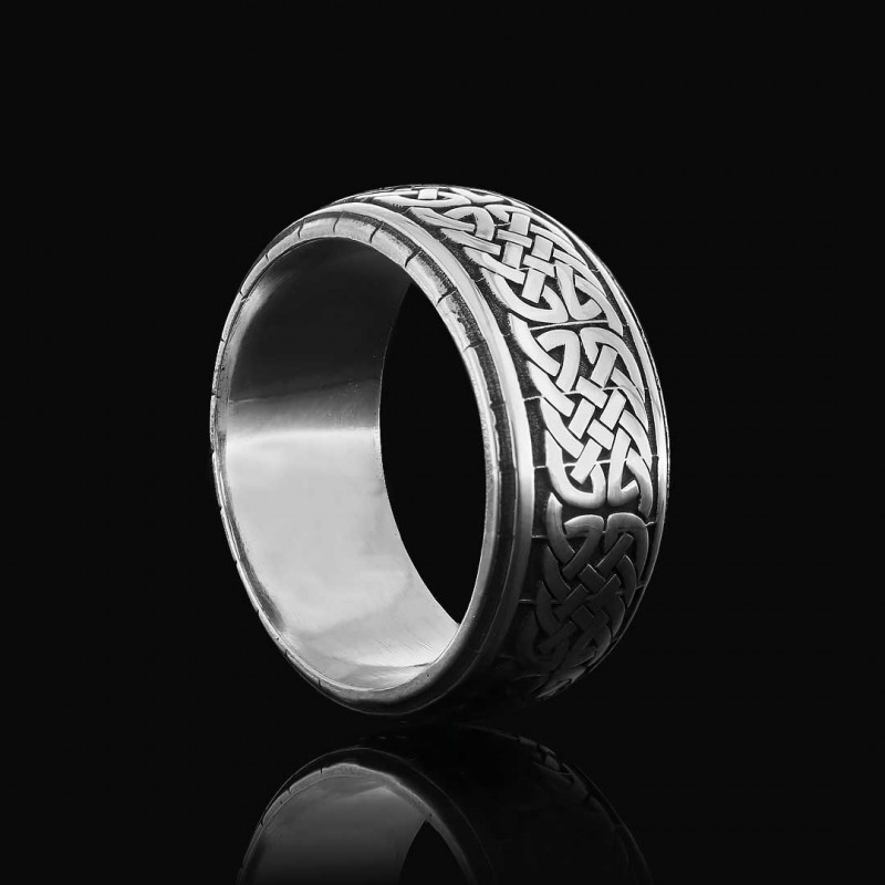 Handcrafted Wicker Pattern Silver Wedding Ring