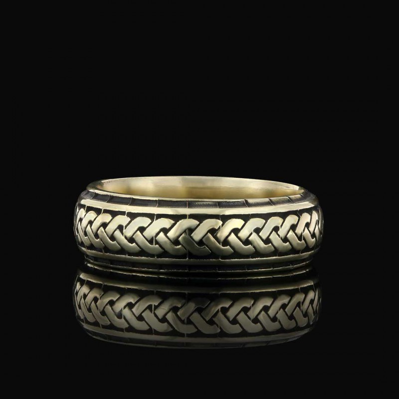 Knit Pattern Cornered 925 Silver Wedding Ring