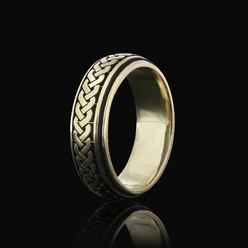 Knit Pattern Cornered 925 Silver Wedding Ring