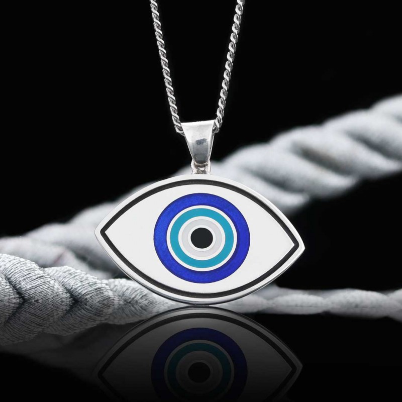 925 Sterling Silver Turkish Blue Evil Eye Beads Pendant