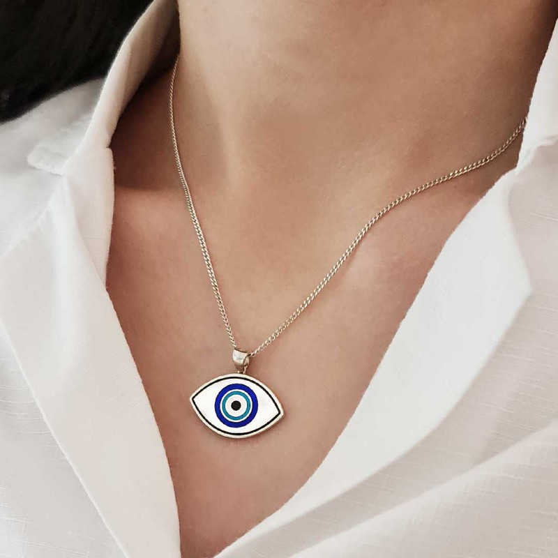 925 Sterling Silver Turkish Blue Evil Eye Beads Pendant