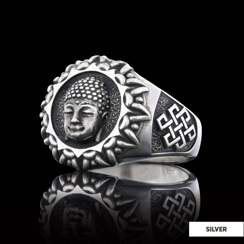 3D Buddha Ring, Om Buddha Ring, Hindu Ring, Shankha Buddha Ring, Endless Knot Ring, Meditation, Yoga, Buddhist Jewelry