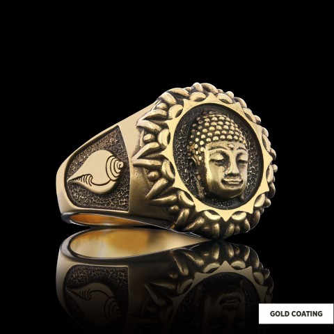3D Buddha Ring, Om Buddha Ring, Hindu Ring, Shankha Buddha Ring, Endless Knot Ring, Meditation, Yoga, Buddhist Jewelry