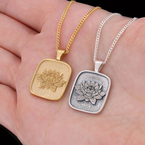 925 Sterling Lotus Flower Necklace, Birth Flower Lotus Necklace, Charm Lotus Jewelry, Women's Accessory, Gift for Women