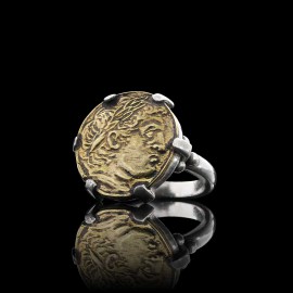 925 Sterling Silver Alexander the Great Coin Women Ring
