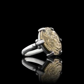 925 Sterling Silver Alexander the Great Coin Women Ring