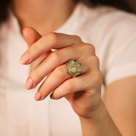 925 Sterling Silver Alexander the Great Coin Women Ring