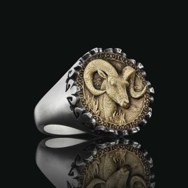 925 Sterling Silver Aries Sign Ring