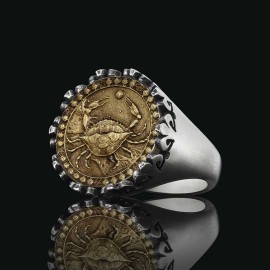 925 Sterling Silver Cancer Sign Ring
