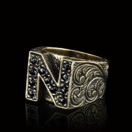 925 Sterling Silver Celtic Letter N Bold Alphabet Ring