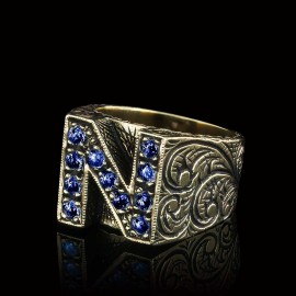 925 Sterling Silver Celtic Letter N Bold Alphabet Ring
