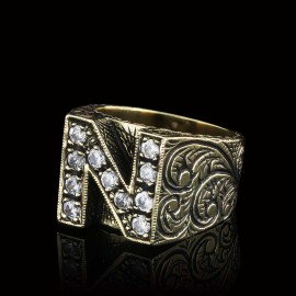 925 Sterling Silver Celtic Letter N Bold Alphabet Ring