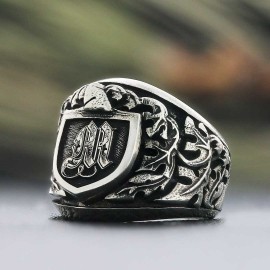 925 Sterling Silver Personalized Letter Plain Round Design Mens Ring