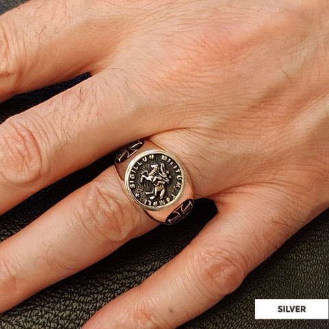 925 Sterling Silver Cross Masonic Ring, Round Master Mason Ring, Custom Masonic Ring