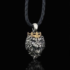 925 Sterling Silver Crown Lion Necklace