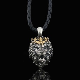925 Sterling Silver Crown Lion Necklace