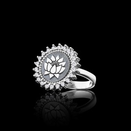 925 Sterling Silver Custom Design Lotus Women Ring