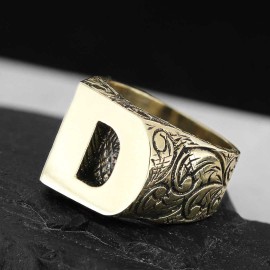 925 Sterling Silver D Letter Ring