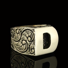925 Sterling Silver D Letter Ring