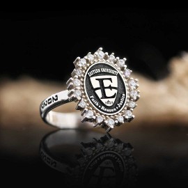 925 Sterling Silver Design Eastern University Women Ring