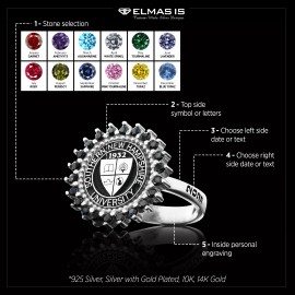 925 Sterling Silver Design Harvard Ring