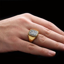 925 Sterling Silver Design Square Engraved Ring