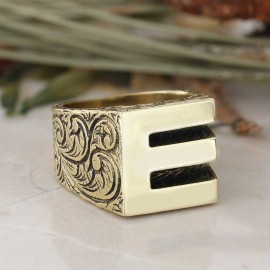 925 Sterling Silver Handmade Letter E Ring