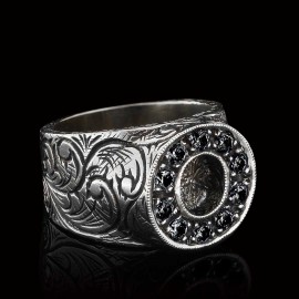 925 Sterling Silver Handmade Monogram O Bold Alphabet Ring