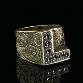 925 Sterling Silver Letter L Ring