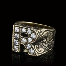 925 Sterling Silver Letter R Bold Alphabet Celtic Ring