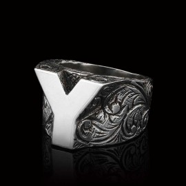 925 Sterling Silver Letter Y Alphabet Ring