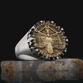 925 Sterling Silver Libra Sign Ring