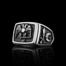 Master Mason Handmade Sterling Silver Men Signet Ring, Freemason Symbol Signet Ring