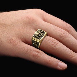 Master Mason Handmade Sterling Silver Men Signet Ring, Freemason Symbol Signet Ring
