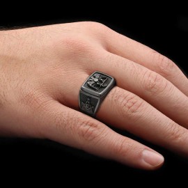 Master Mason Handmade Sterling Silver Men Signet Ring, Freemason Symbol Signet Ring
