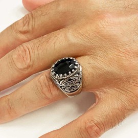 925 Sterling Silver Men Ring with Motif